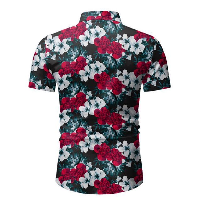 Summer men’s Casual Short Sleeve slim Floral Shirt