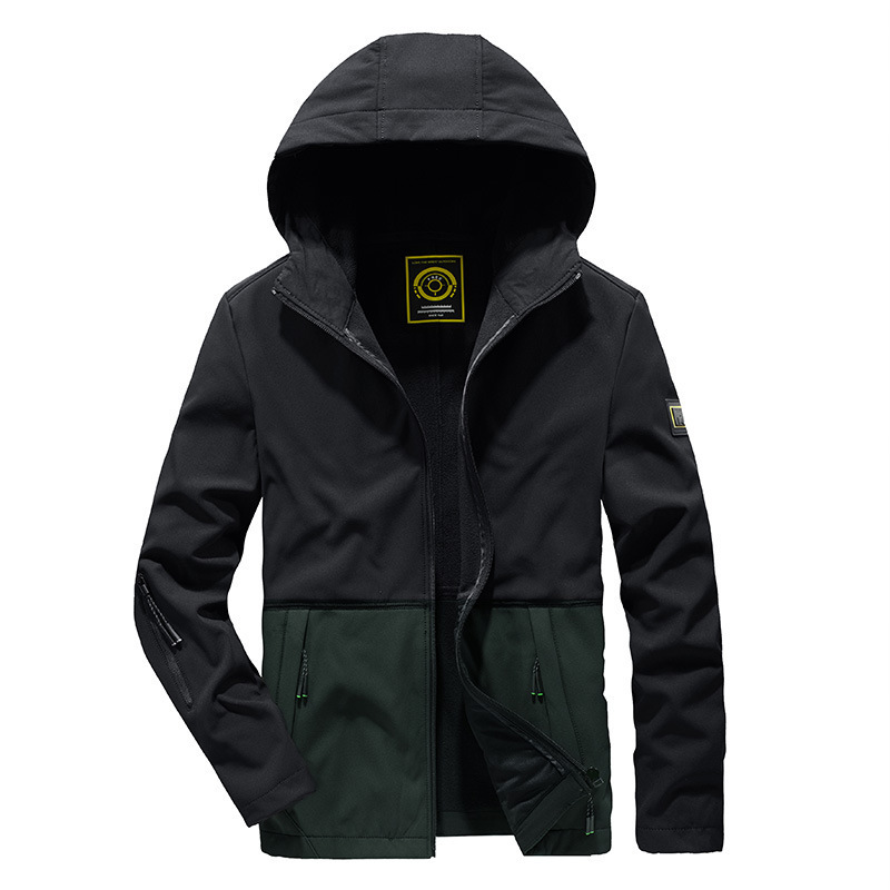 Chaqueta a juego de color casual para hombres de terciopelo Delgado transfronterizo primavera y otoño chaqueta con capucha de viaje al aire libre carga soft shell top