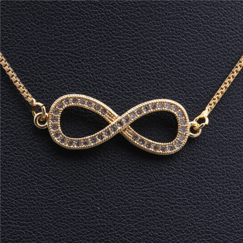 Fashion Simple  Copper Necklace 8-word Infinity Love Micro-set Zircon Necklace Wholesale Nihaojewelry display picture 9