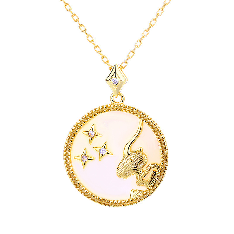 Doce constelación de la suerte collar mujer S925 plata esterlina blanco fritillary colgante coreano Shell Amazon europeo y americano clavícula cadena