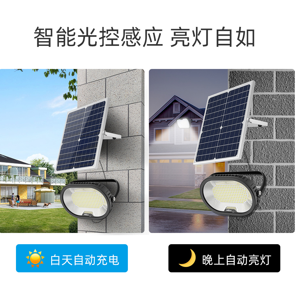 跨境太阳能投光灯户外防水壁灯 花园12W遥控式太阳能LED照明灯
