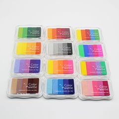 國產CP漸變印台 5色彩虹印泥 手帳橡皮章SR三色水性彩色印台