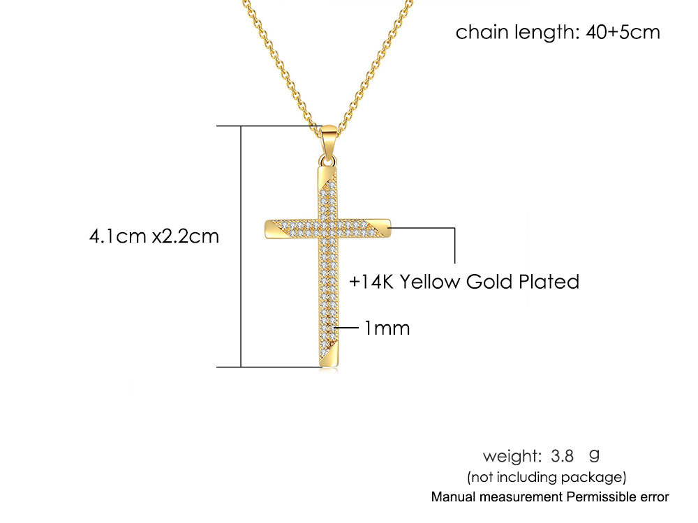 Fashion Cross Copper Inlaid Zircon Necklace display picture 1
