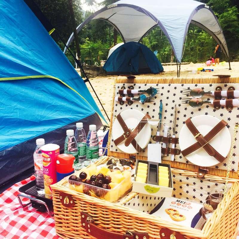 Primavera sauce cesta de picnic cesta de la compra portátil cesta de picnic con tapa cesta de regalo Comercio exterior al por mayor