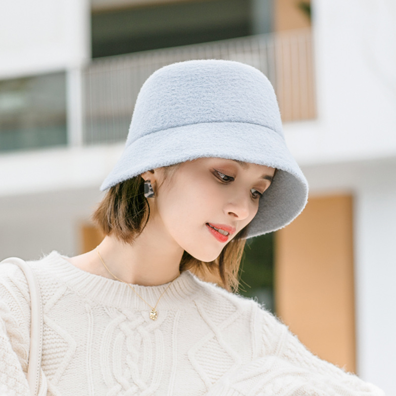 Ull bucket hat för kvinnor höst vinter trendig varm_voghion.com