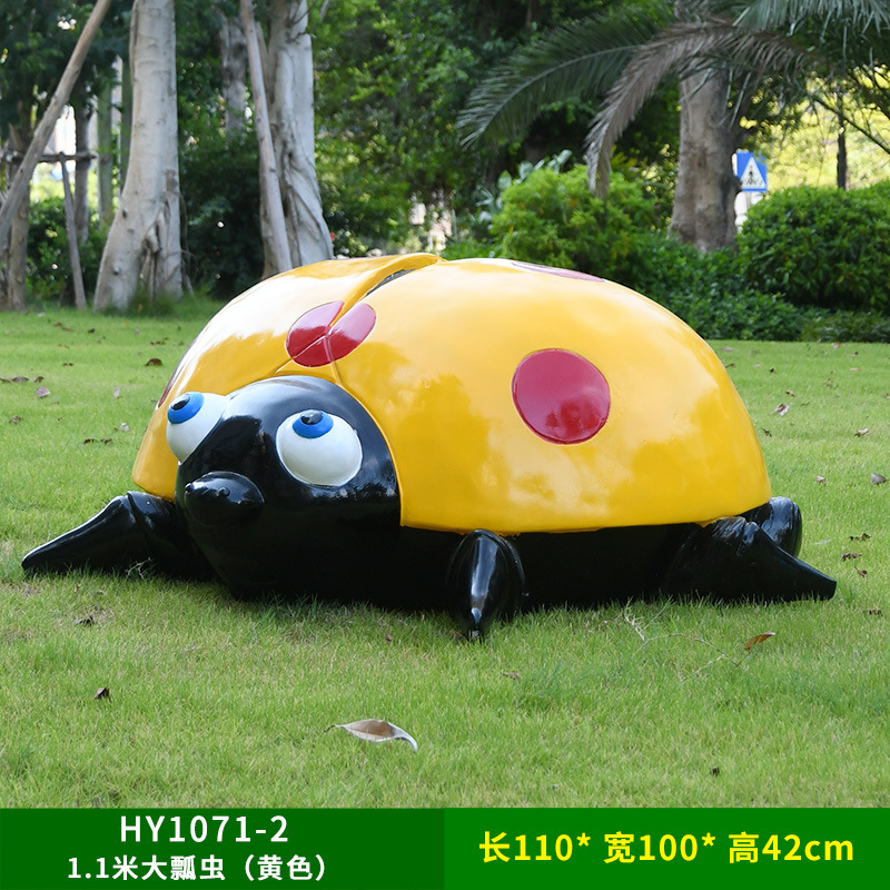 Al Aire Libre flor jardín paisaje simulación mariquita de siete estrellas escultura luminosa Villa patio césped decoración escarabajo adornos