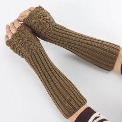 Fish-scale gloves, mid-length, cross-border new autumn/winter knitted fingerless gloves, woolen sleeve covers, warm arm sleeves for men and women