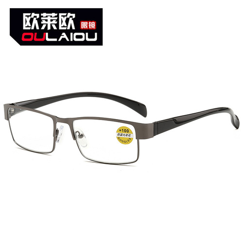 Steel Frame Browed Reading Glasses for Men, Elderly, Fashionable and Simple, High Definition, Distance Vision, Blue Light Blocking Reading Glasses