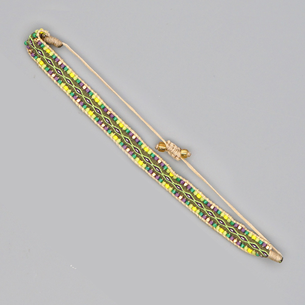 Rice Bead Weaving Bohemian Style Retro Ethnic Style Pattern Ribbon Bracelet display picture 35