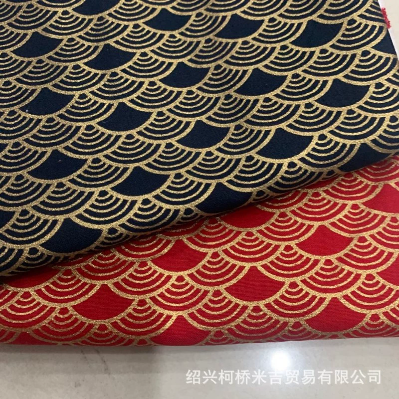 日系和风手工DIY布料日式和风印花面料烫金纯棉服装布料现货2色
