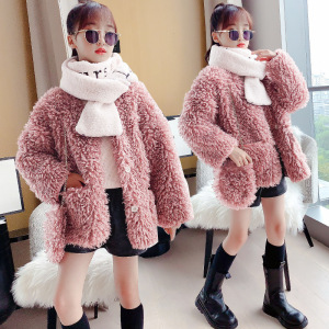 女童外套女冬季洋气女宝宝羊毛时髦保暖毛毛衣2020韩版新款中大童