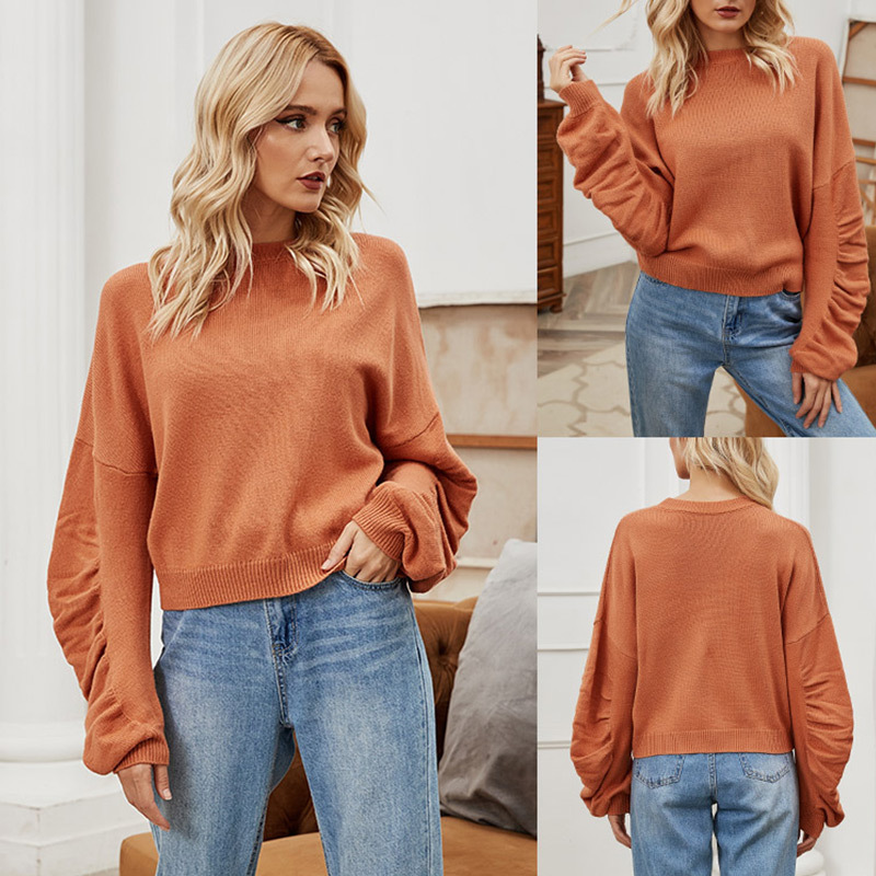 round neck solid color sweater  NSLM29030