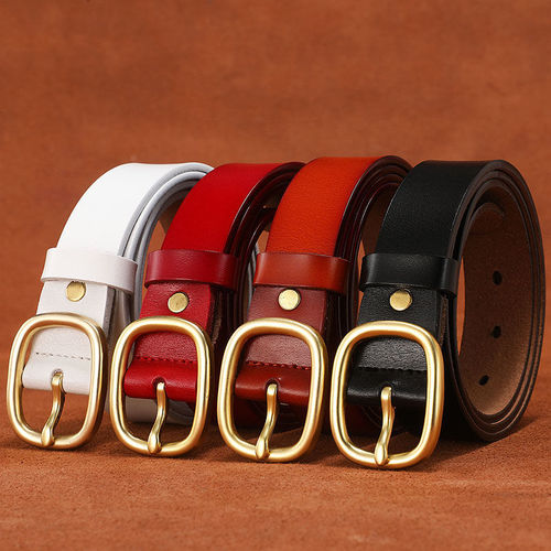 [Second layer cowhide] Ladies' belt genuine leather business pin buckle waistband versatile trend Korean casual leather belt cowhide 