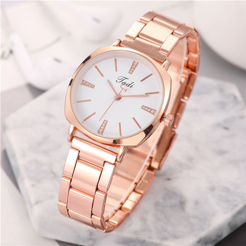 Neue Damen-Quarzuhr mit funkelndem Sternenhimmel und rosa Balken, großes Zifferblatt, schlichte, faule Miln-Armbanduhr aus legiertem Stahl_voghion.com