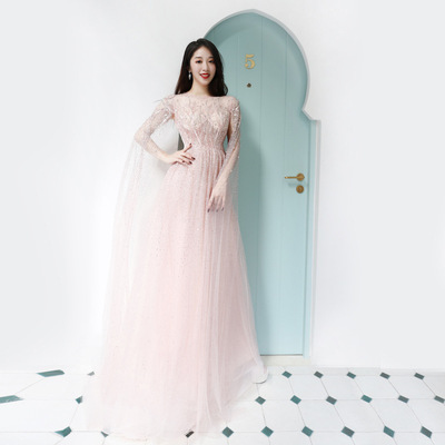 厂家直销新款晚礼服长款女欧美时尚酒店婚庆主持人宴会结婚晚礼服