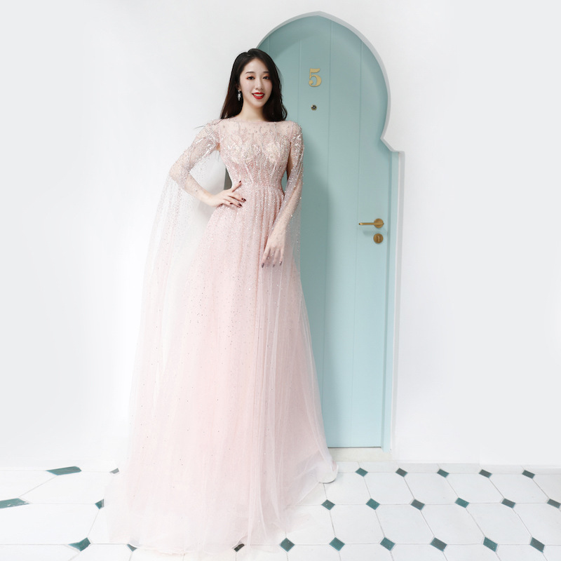厂家直销新款晚礼服长款女欧美时尚酒店婚庆主持人宴会结婚晚礼服