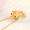 Laos sand goldnexids, Douyin, the same woven Ponylon girl pendant necklace, paint wave wave fish pendant