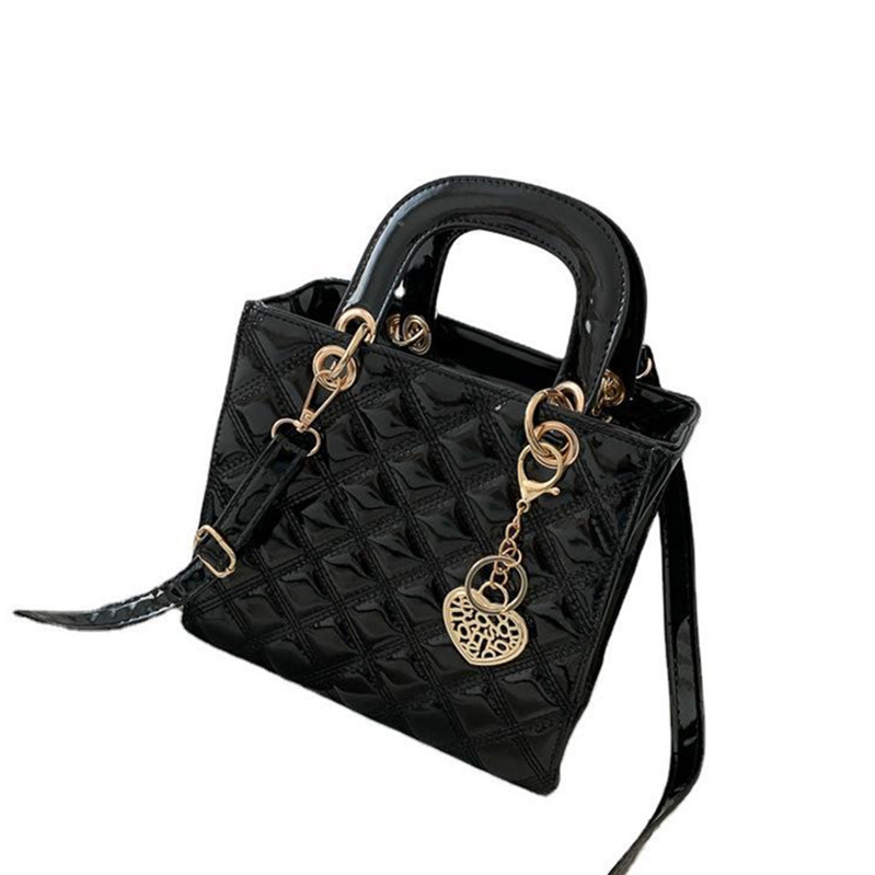 Spring And Summer New Pu Daifei Bag Color Patent Leather Single Shoulder Slant Cross Bag Embroidered Line Lattice Handbag