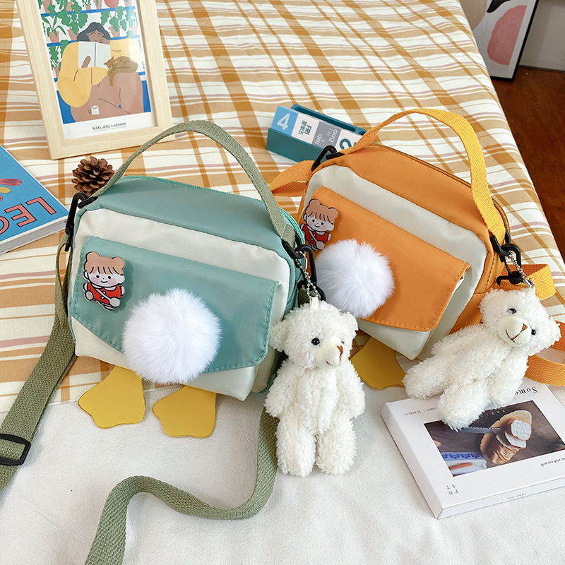 Creative and personalized duck-butted single-shoulder small square bag for women 2021 cross-border bag canvas mobile phone coin purse undefined
