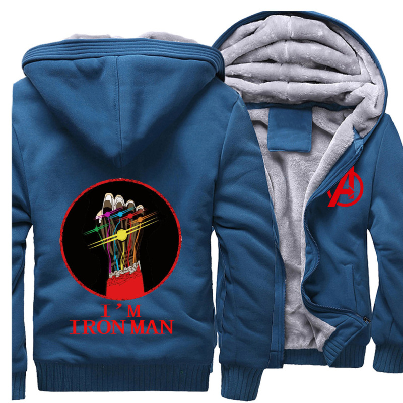 Winter new AliExpress men's fleece-lined zipper jacket I love you 3000 iron man marvel sweater