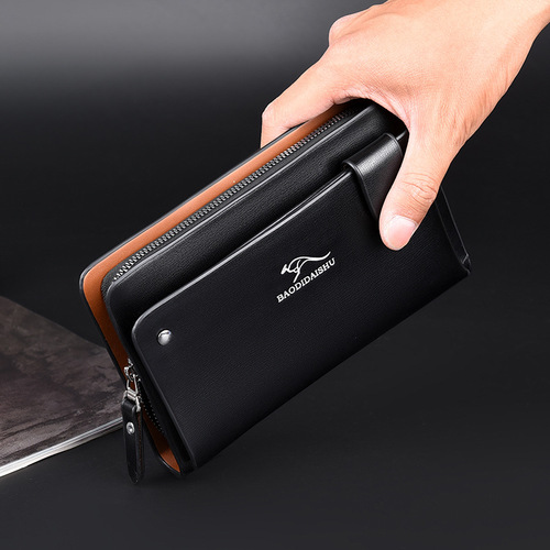 Baguette Kangaroo Men's Handbag Large Capacity Hand Carry Bag Single Zip Business Men's Hand Grab Bag 2012 Cross-border Supply