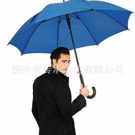 木中棒直杆伞木弯把蓝色商务雨伞可以加印广告LOGO