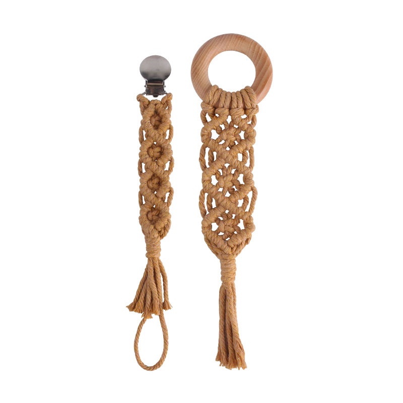 Popular plana pezón clip de haya anillo de juguete de los niños DIY bebé creativo hecho a mano tejido pezón cadena traje