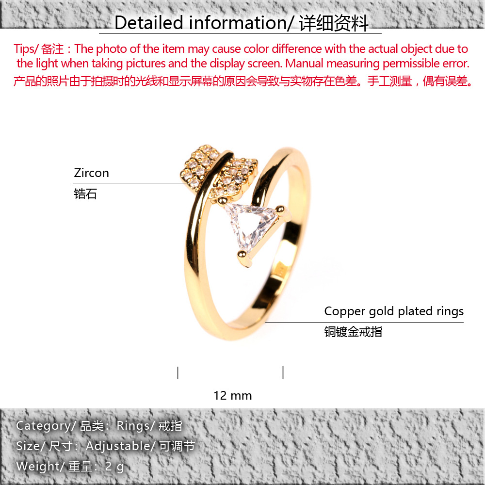 Fashion Diamond Arrow Open Ring Creative Joint  Ring Wholesale Nihaojewelry display picture 1