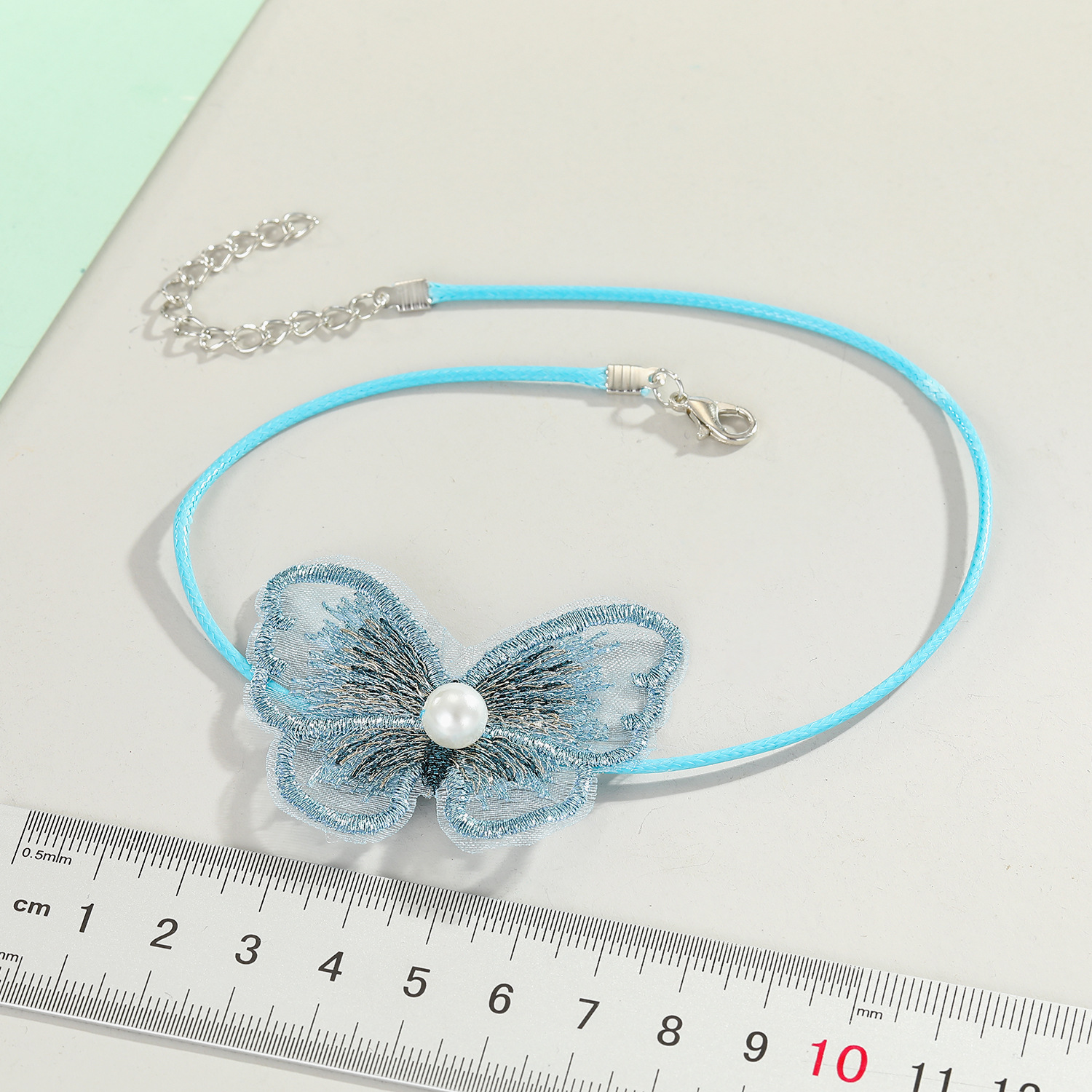 Korea Butterfly Fairy Pearl Necklace Collar Short Color Lace Butterfly Necklace Clavicle Chain Jewelry Wholesale Nihaojewelry display picture 2
