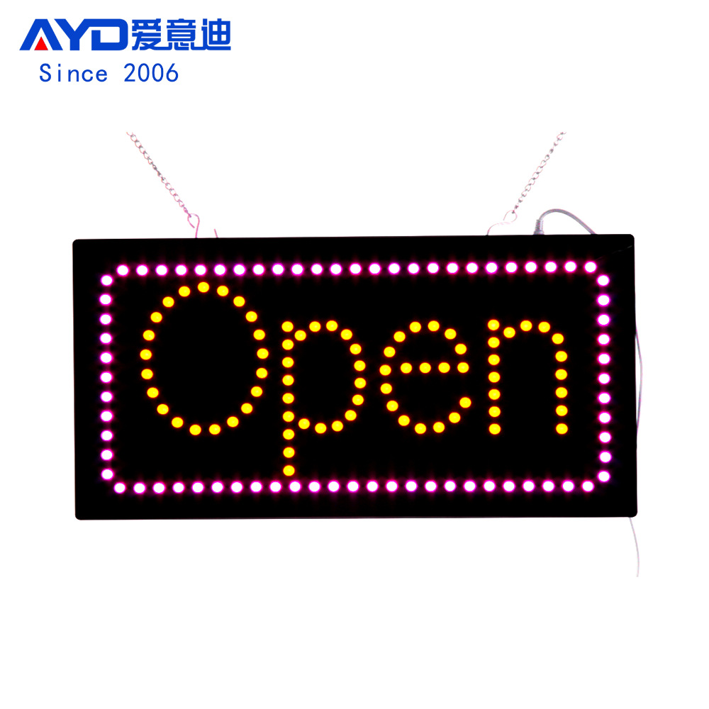 出口 LED OPEN灯牌广告牌悬挂营业室内标识LED OPEN SIGN 48x24cm