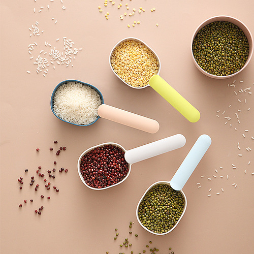 Creative measuring cup rice spoon household multi-functional kitchen gadget grain scoop rice spoon Nordic contrasting color simple