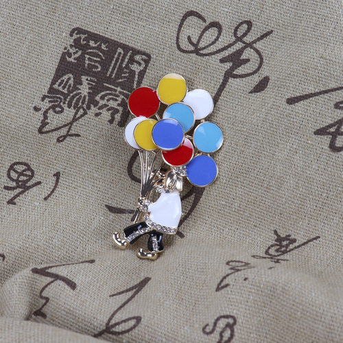 European retro circus series enamel oil dripping diamond funny confession balloon clown marked brooch