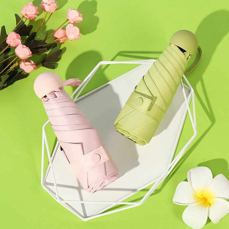 创意糖果色五折晴雨伞 小清新迷你口袋防晒伞便携式雨伞一件代发|ru