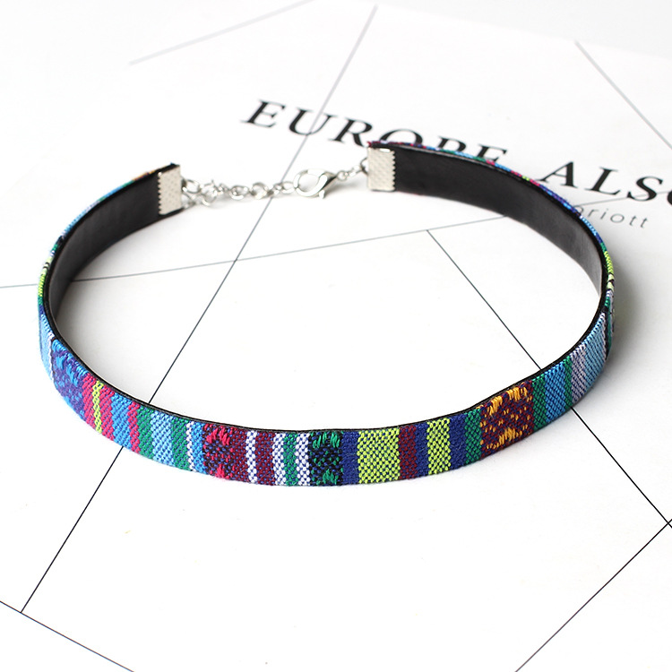 5g Weight Choker Classification Wedding, Travel Occasion Women'S Gender Ethnic Style Style Blue, Black Color Fashion Handmade Color Embroidery Short Necklace Wholesale 5
