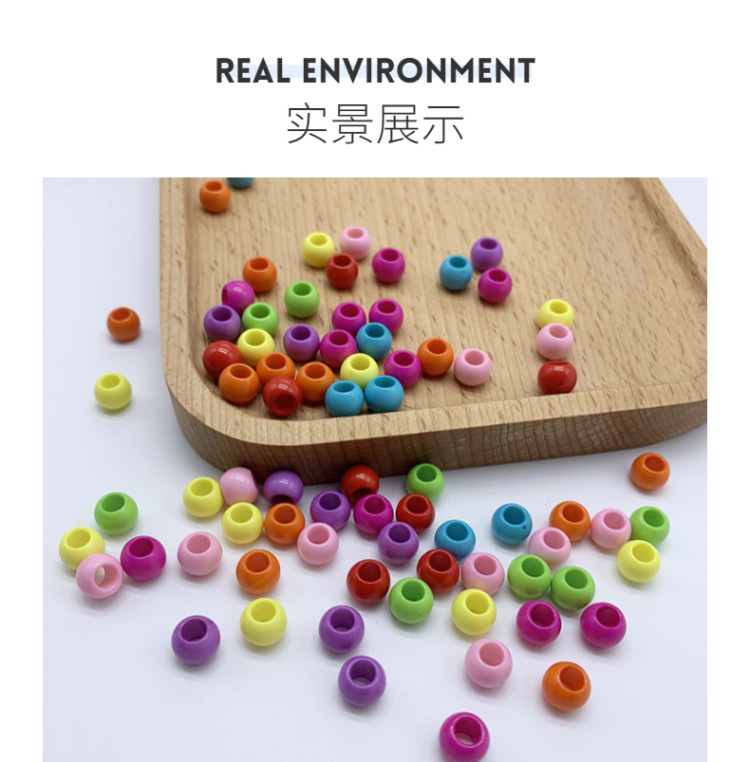 Factory direct sales of 8mm large-hole solid color round acrylic beads, diy handcrafted children's toy bracelets, versatile beads detail image 3