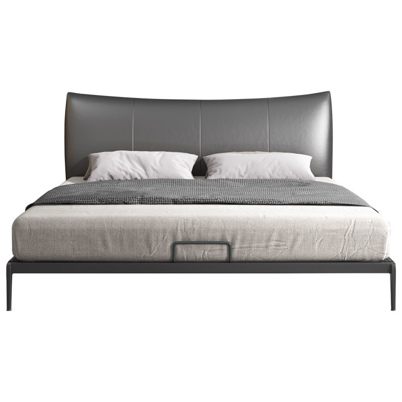 Yihaixuan nórdico Luz de lujo de cuero cama de hierro dormitorio principal cama doble italiano minimalista Hong Kong estilo ins estilo 1,8 m Cama grande