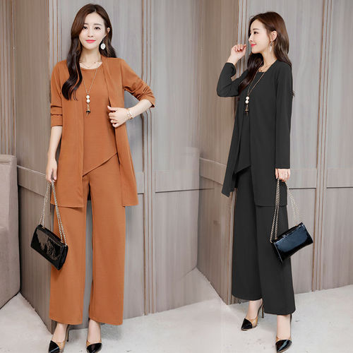 Set for Women Autumn and Winter Fashion Widowed Lady Slimming Stylish Plus Size Women's Three-Piece Set Lazy