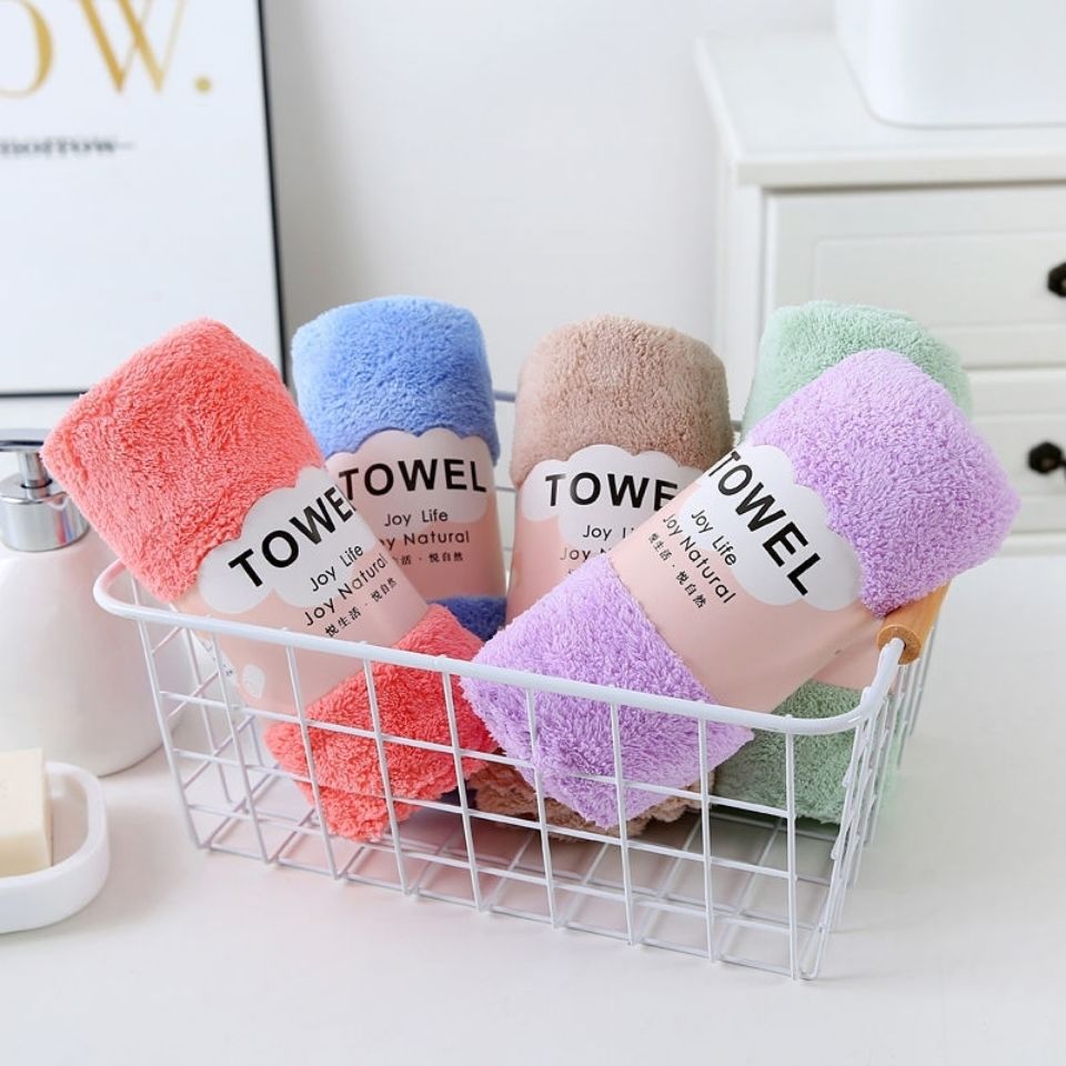 Coral Trimming towel Wash one's face Washcloth soft water uptake Fade Plain colour Hair Quick drying towel