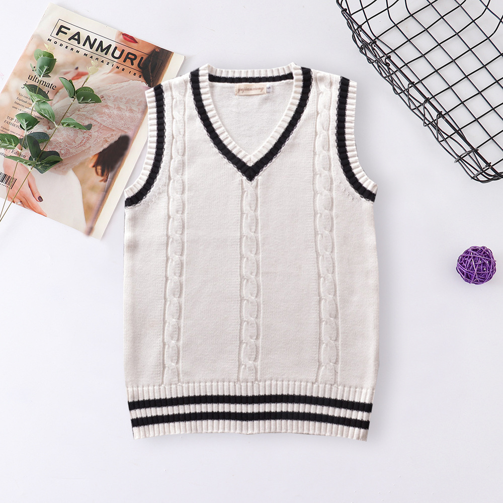 Spot College British JK Uniform V-neck Men's And Women's Fried Dough Twist Color Vest School Uniform Sweater Vest Sweater