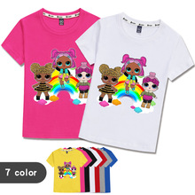 2020童装夏外贸出口26支精梳棉短T日韩风卡通娃娃短袖T恤T047