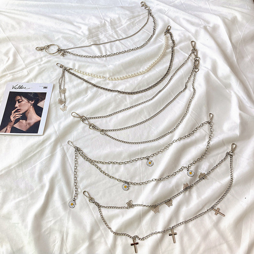 Butterfly Chain Women's New Fashion Metal Versatile Hip-hop Ins Style Matching JK Dress Skirt Jeans Pants Waist Belt Decoration 