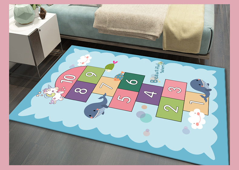 Cartoon style carpet, baby crawling carpet, children's educational carpet, bedroom bedside carpet, balcony carpet, home living room carpet