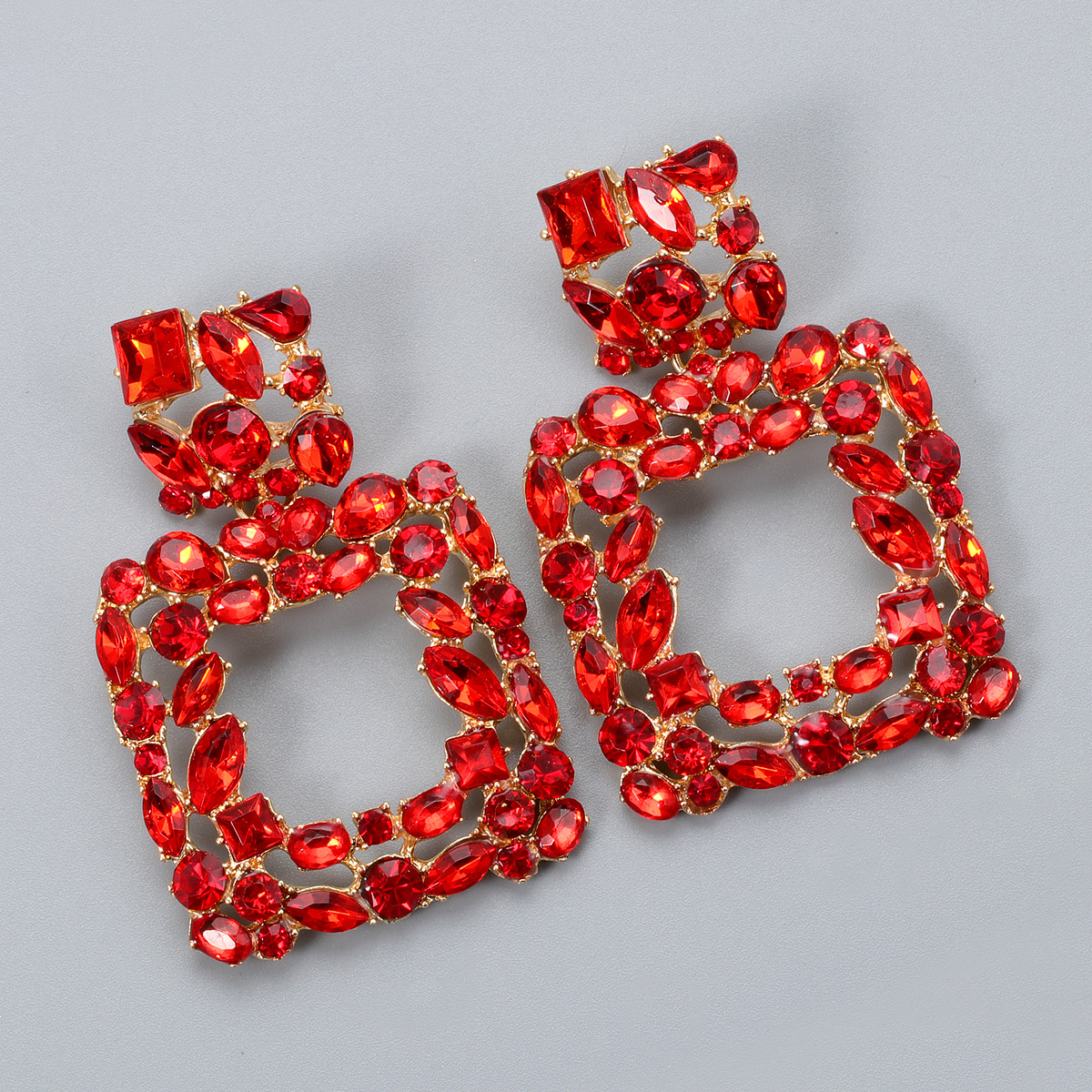 Inlaid Full Diamond Earrings display picture 4