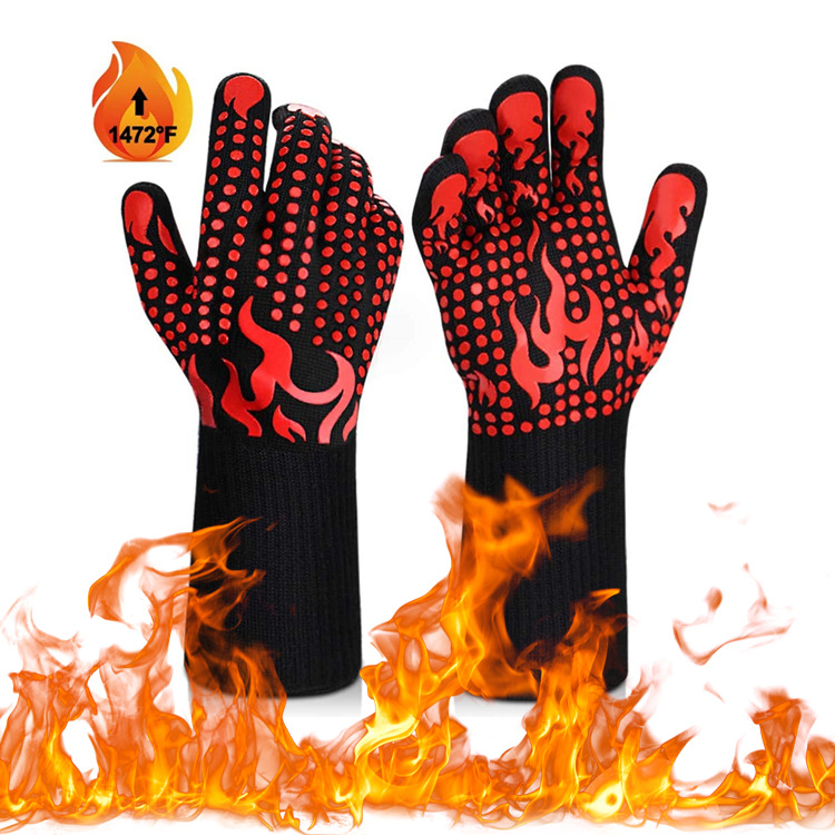 耐高温防明火手套 500 800度bbq阻燃 遇明火不变色烧烤微波炉手套