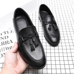 Beanie shoes for men, Korean version, one-piece men's lazy shoes, British style, small leather shoes, men's fashion loafers, model 7030-G