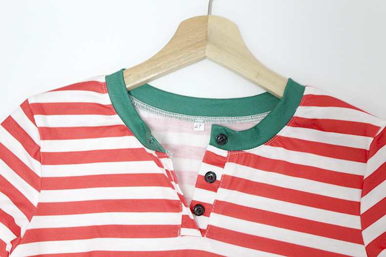 abbigliamento donna nuovo Natale genitore bambino vestito a righe stampa manica lunga casa vestiti casual vestito_voghion.com