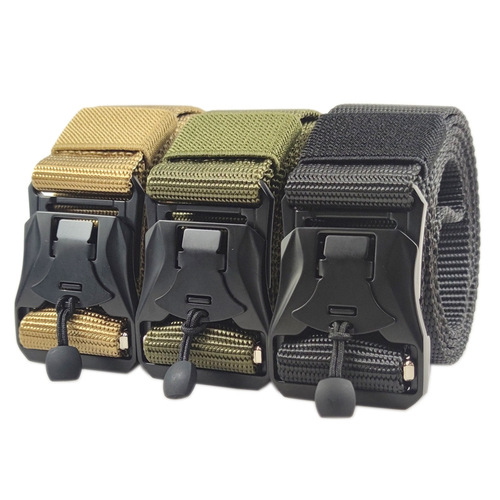 Cross-border supply new magnetic buckle tactical belt men's outdoor nylon quick release alloy buckle belt