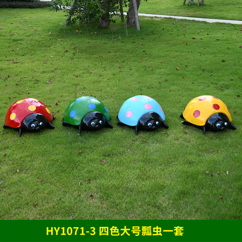 Al Aire Libre flor jardín paisaje simulación mariquita de siete estrellas escultura luminosa Villa patio césped decoración escarabajo adornos