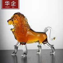 750ml狮子造型玻璃酒瓶动物狮子白酒瓶泡酒器泡酒瓶狮子摆件
