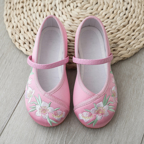 Hanfu shoes children ancient Chinese folk dance hanfu embroidered shoes girl ancient children shoes Beijing muscle shoes little girl dance shoes